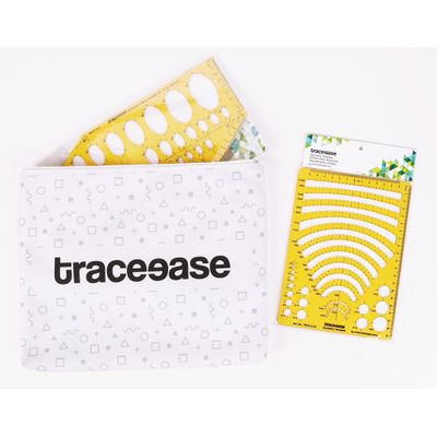 Traceease Lote 11 Peças Moldes Geométricos Multiformas e Réguas para Desenho Técnico Kit de Papelaria para Escola e Escritório - IBA Crafts Amarelo