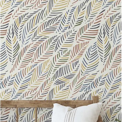Papel de Parede Folha de Palmeira Multicolorido, Tropical Amarelo, Vinílico Autoadesivo, Decorativo, DIY Fácil para Quarto e Sala - S4Sassy 63,5 cm (L) × 152,4 cm (C) / Amarelo - Vinil Texturizado