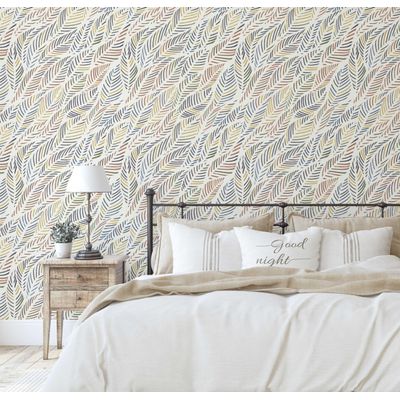 Papel de Parede Folha de Palmeira Multicolorido, Tropical Amarelo, Vinílico Autoadesivo, Decorativo, DIY Fácil para Quarto e Sala - S4Sassy 63,5 cm (L) × 152,4 cm (C) / Amarelo - Vinil Texturizado