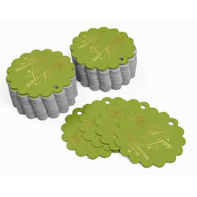 Etiquetas de Papel Metalizado 'Thank You For Celebrating With Me' para Lembrancinha de Aniversário para Pendurar - Inkdotpot 50 Etiquetas Metalizadas / Verde - Dourado