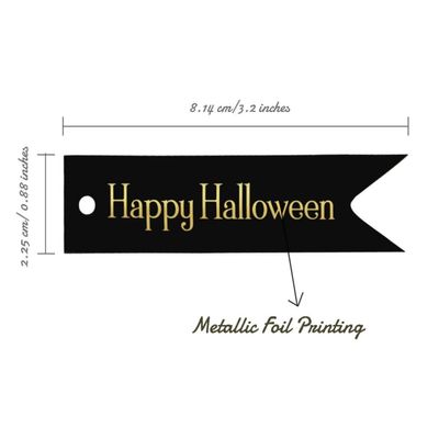 Etiquetas de Papel Metalizadas 'Happy Halloween' para Lembrancinhas e para Pendurar - Inkdotpot 50 Etiquetas Metalizadas / Preto - Ouro Rosé