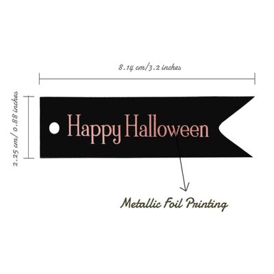 Etiquetas de Papel Metalizadas 'Happy Halloween' para Lembrancinhas e para Pendurar - Inkdotpot 50 Etiquetas Metalizadas / Preto - Ouro Rosé