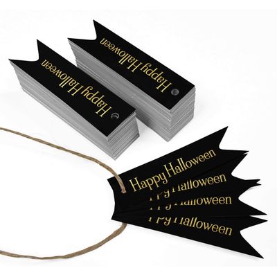 Etiquetas de Papel Metalizadas 'Happy Halloween' para Lembrancinhas e para Pendurar - Inkdotpot 50 Etiquetas Metalizadas / Preto - Ouro Rosé