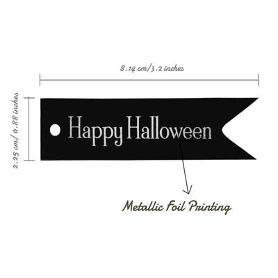 Etiquetas de Papel Metalizadas 'Happy Halloween' para Lembrancinhas e para Pendurar - Inkdotpot 50 Etiquetas Metalizadas / Preto - Prata