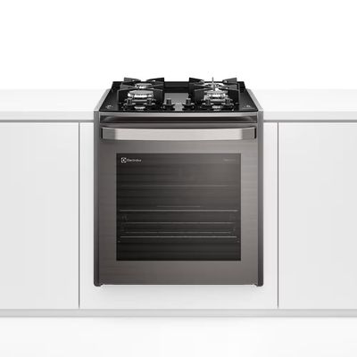 Fogão de Embutir Experience FE4EG 4 Bocas Mesa de Vidro Forno 79L PerfectCook360 Electrolux Prata / 220V