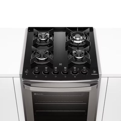 Fogão de Embutir Experience FE4EG 4 Bocas Mesa de Vidro Forno 79L PerfectCook360 Electrolux Prata / 220V