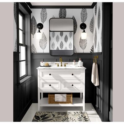 Papel Mural Autoadesivo com Estampa de Folhas Estilizadas Cinza para Parede de Destaque na Entrada e Escritório, Solução - S4sassy 63,5 cm (L) × 304,8 cm (C) / Cinza - Vinil Liso