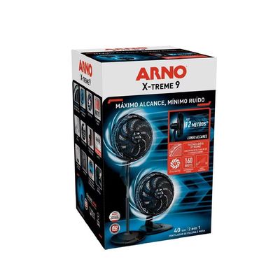 Ventilador Arno X-TREME 2 em 1 Mesa ou Coluna 40cm 160W Silencioso Preto / 110V