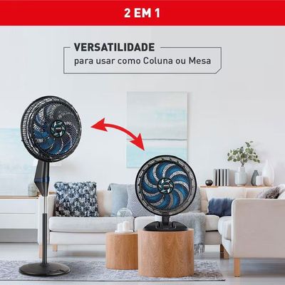 Ventilador Arno X-TREME 2 em 1 Mesa ou Coluna 40cm 160W Silencioso Preto / 110V