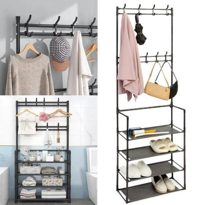 Sapateira Cabideiro Arara Multifunção 4 Prateleiras 12 Pares