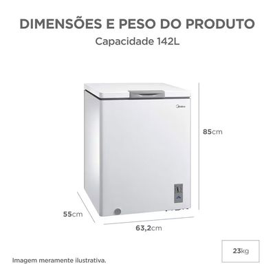 Freezer Horizontal Midea 142L Inverter 3 em 1 Bivolt Branco / Bivolt