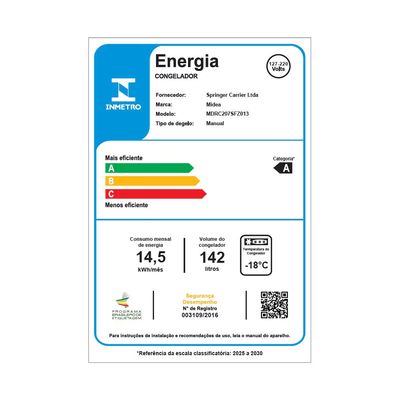 Freezer Horizontal Midea 142L Inverter 3 em 1 Bivolt Branco / Bivolt