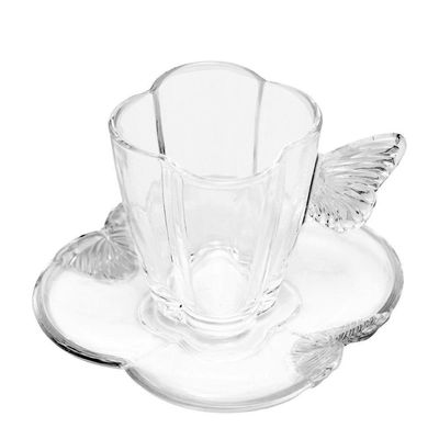 Conjunto 04 Xícaras De Chá De Vidro 180ml Com Pires Butterfly Wolff