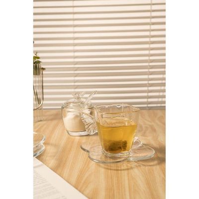 Conjunto 04 Xícaras De Chá De Vidro 180ml Com Pires Butterfly Wolff