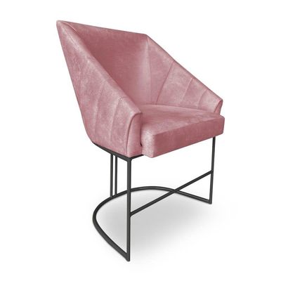 Kit 2 Poltronas Luxo Alana Veludo Rosê Base Ferro Preto - Pallazio