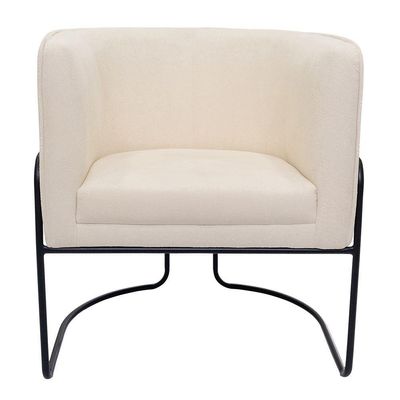 Kit 02 Poltronas Decorativas Betina Base Aço Preto Bouclé Off White - Nexta Casa