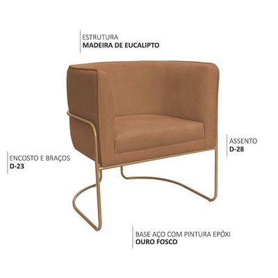 Kit 02 Poltronas Decorativas Betina Base Aço Ouro Fosco Bouclé Terracota - Nexta Casa