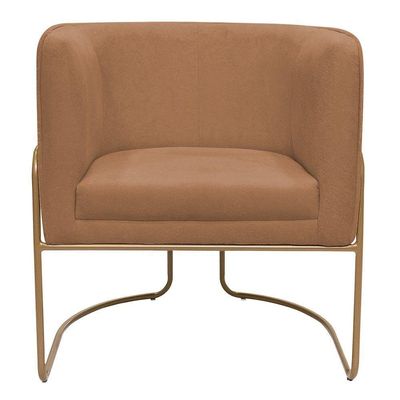 Kit 02 Poltronas Decorativas Betina Base Aço Ouro Fosco Bouclé Terracota - Nexta Casa