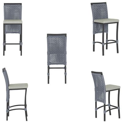Mesa Bistrô Com 2 Banquetas Roma Preta Corda Náutica 3 Trama Prata