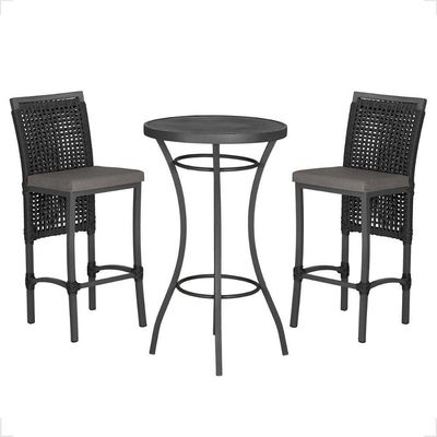 Mesa Bistro E 2 Banquetas Roma Preta Corda Náutica 11 Preta