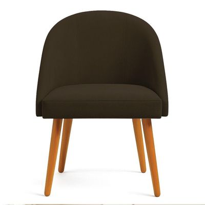 Cadeira Poltrona De Jantar Luna Suede Pés Palito Castanho - Pallazio Cor Marrom