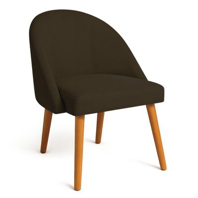 Cadeira Poltrona De Jantar Luna Suede Pés Palito Castanho - Pallazio Cor Marrom