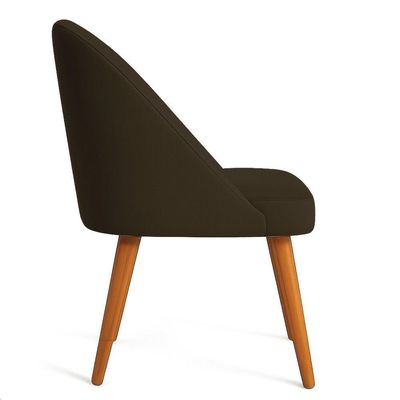 Cadeira Poltrona De Jantar Luna Suede Pés Palito Castanho - Pallazio Cor Marrom