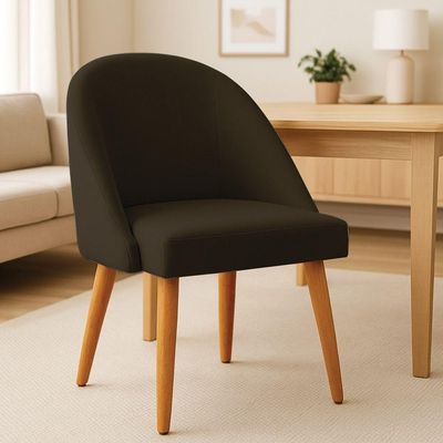 Cadeira Poltrona De Jantar Luna Suede Pés Palito Castanho - Pallazio Cor Marrom