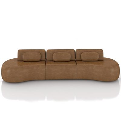 Sofá 4 Lugares 366cm Orgânico Mellanie Sintético Caramelo Z32 - Mpozenato