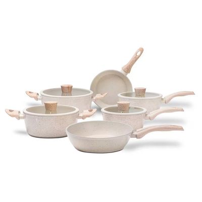 Jogo de Panelas Brinox Ceramic Life 6 Peças Sirius Antiaderente Indução Vanilla Vanilla