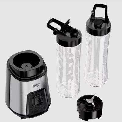 Liquidificador Portátil Blender Go WBG600 600ml 300W 2 Copos Squeeze Wap Preto com Inox / 220V