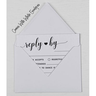 50 Cartões RSVP Vazios com Envelopes Brancos - para Casamento, Jantar de Ensaio, Chá de Bebê, Chá de Noiva, Noivado - Inkdotpot 10,16 Cm × 15,24 Cm / Branco