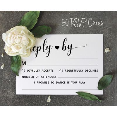 50 Cartões RSVP Vazios com Envelopes Brancos - para Casamento, Jantar de Ensaio, Chá de Bebê, Chá de Noiva, Noivado - Inkdotpot 10,16 Cm × 15,24 Cm / Branco