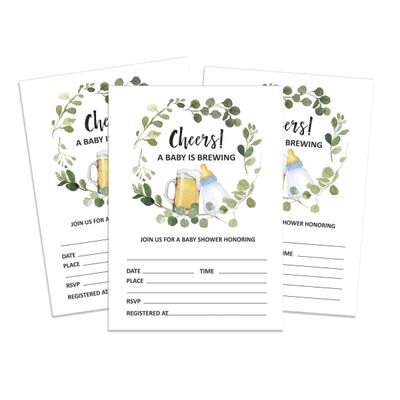 30 Cartões para Chá de Bebê Estilo Preenchível "Um Bebê Está a Caminho" Neutros em Branco Cheers - Inkdotpot 12,7 Cm × 17,78 Cm / Branco - Convite