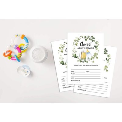 30 Cartões para Chá de Bebê Estilo Preenchível "Um Bebê Está a Caminho" Neutros em Branco Cheers - Inkdotpot 12,7 Cm × 17,78 Cm / Branco - Convite