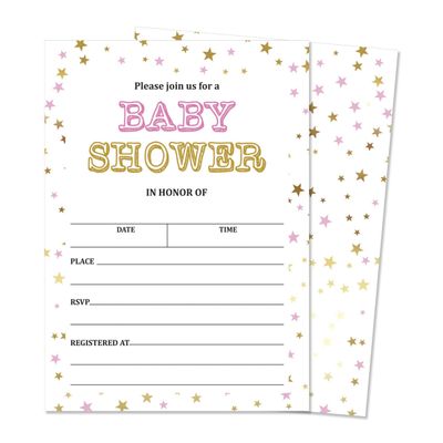 30 Cartões Preenchíveis para Chá de Bebê, Confete, Neutro, em Branco - Inkdotpot 12,7 Cm × 17,78 Cm / Branco - Convite