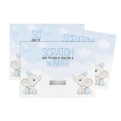 Cartões Raspe e Revele para Chá de Bebê Menino/Menina, Pacote com 30, Tema Elefante - Inkdotpot 10,16 Cm × 7,62 Cm / Branco