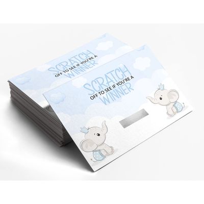 Cartões Raspe e Revele para Chá de Bebê Menino/Menina, Pacote com 30, Tema Elefante - Inkdotpot 10,16 Cm × 7,62 Cm / Branco