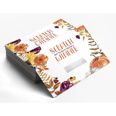 Cartões Raspar para Chá de Bebê de Menino, Pacote com 30, Tema Abóbora Pequena - Inkdotpot 10,16 Cm × 7,62 Cm / Branco