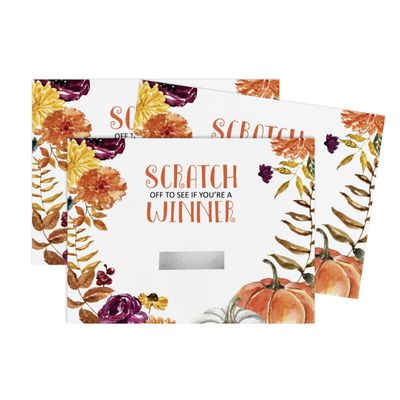 Cartões Raspar para Chá de Bebê de Menino, Pacote com 30, Tema Abóbora Pequena - Inkdotpot 10,16 Cm × 7,62 Cm / Branco