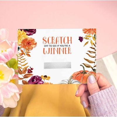 Cartões Raspar para Chá de Bebê de Menino, Pacote com 30, Tema Abóbora Pequena - Inkdotpot 10,16 Cm × 7,62 Cm / Branco