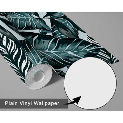 Papel de Parede Tropical Folhagem Verde, Vinil Autoadesivo, Revestimento Decorativo, Fácil DIY para Quarto, Sala e Ambientes - S4Sassy 63,5 cm (L) × 304,8 cm (C) / Verde - Vinil Liso