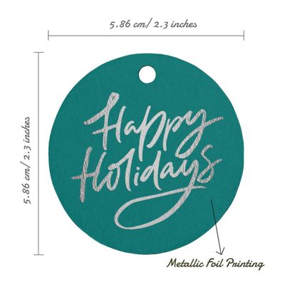 Etiquetas de Papel para Lembrancinhas Boas Festas com Foil para Pendurar - Inkdotpot 100 Etiquetas Metalizadas / Verde - Prata