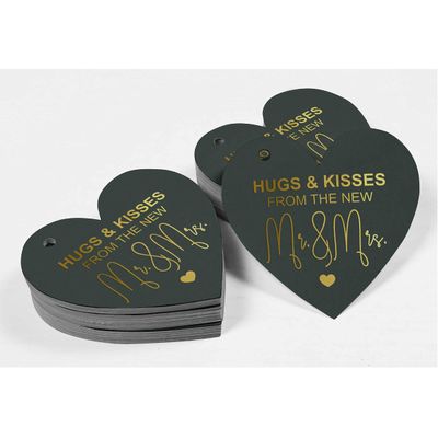 Tag de Papel Artesanal para Lembrancinha de Casamento 'Beijos e Abraços' com Acabamento Metalizado para Pendurar - Inkdotpot 50 Etiquetas Metalizadas / Roxo - Prata