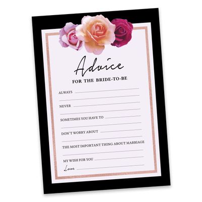 Cartões Florais Quadrados em Branco para Chá de Noiva e Despedida de Solteira 50 Unidades para Preencher Ideias de Presente - Inkdotpot 12,7 Cm × 17,78 Cm / Branco - Cartão de Conselho