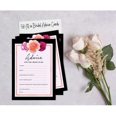 Cartões Florais Quadrados em Branco para Chá de Noiva e Despedida de Solteira 50 Unidades para Preencher Ideias de Presente - Inkdotpot 12,7 Cm × 17,78 Cm / Branco - Cartão de Conselho