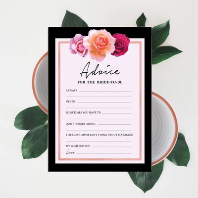 Cartões Florais Quadrados em Branco para Chá de Noiva e Despedida de Solteira 50 Unidades para Preencher Ideias de Presente - Inkdotpot 12,7 Cm × 17,78 Cm / Branco - Cartão de Conselho