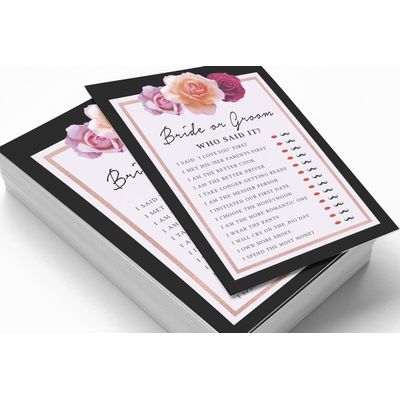 Cartões Florais Quadrados em Branco para Chá de Noiva e Despedida de Solteira 50 Unidades para Preencher Ideias de Presente - Inkdotpot 12,7 Cm × 17,78 Cm / Branco - Ele Disse, Ela Disse