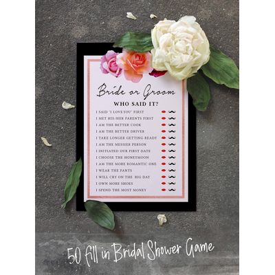Cartões Florais Quadrados em Branco para Chá de Noiva e Despedida de Solteira 50 Unidades para Preencher Ideias de Presente - Inkdotpot 12,7 Cm × 17,78 Cm / Branco - Ele Disse, Ela Disse