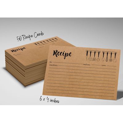 Cartões de Receita 10x15 cm (50 Un.), Cartão Premium Grosso Dupla Face Kraft Moderno — Casamentos, Chá de Noiva e Chá de Bebê - Inkdotpot 15,24 Cm × 10,16 Cm / Marrom